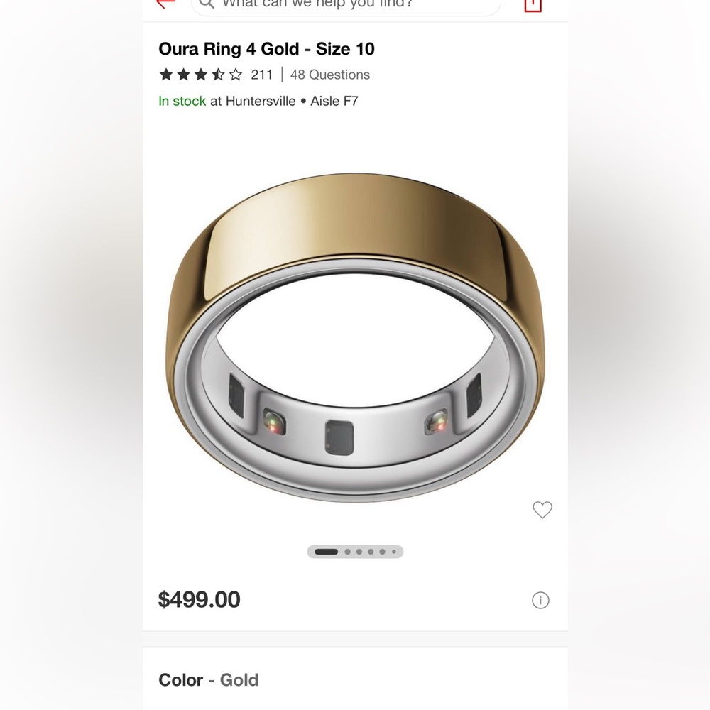 Oura Ring 4 Gold Size 10